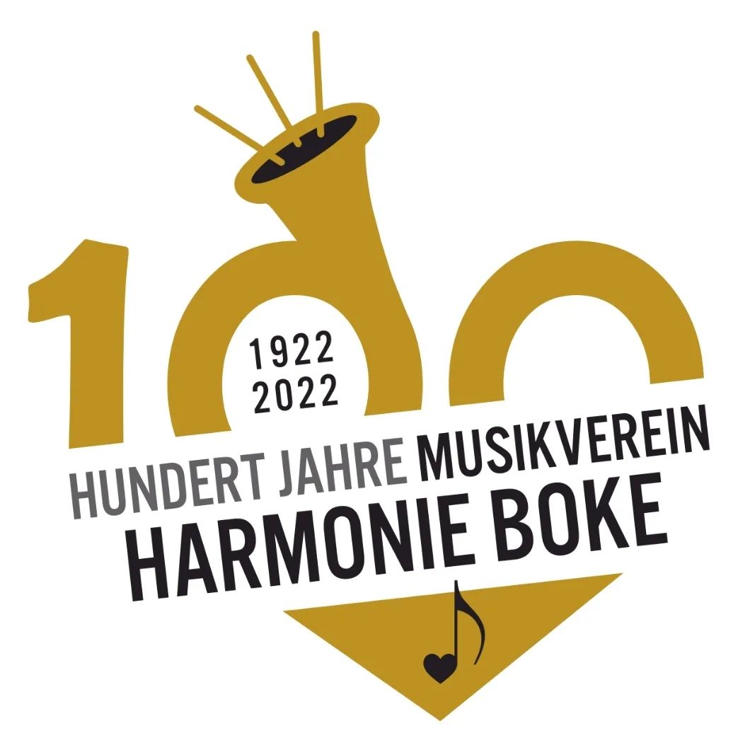 Eine Grafik mit dem Text "Hundert Jahre Musikverein Harmonie Boke"